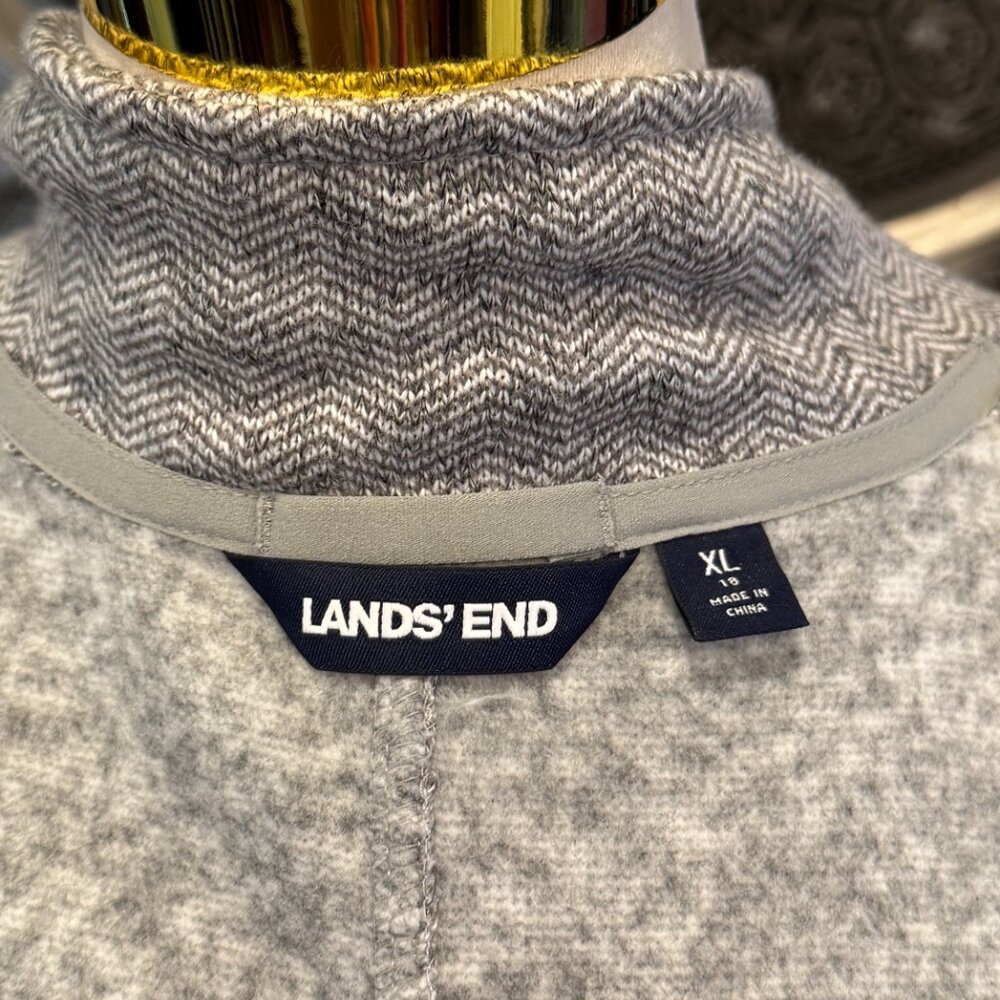 Lands' End Womens Grey Herringbone Fleece Jacket XL/18 - Picture 9 of 15
